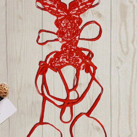 Alluring Red Lace High-Rise Teddy with Intricate Cutouts - Picture 6 of 6